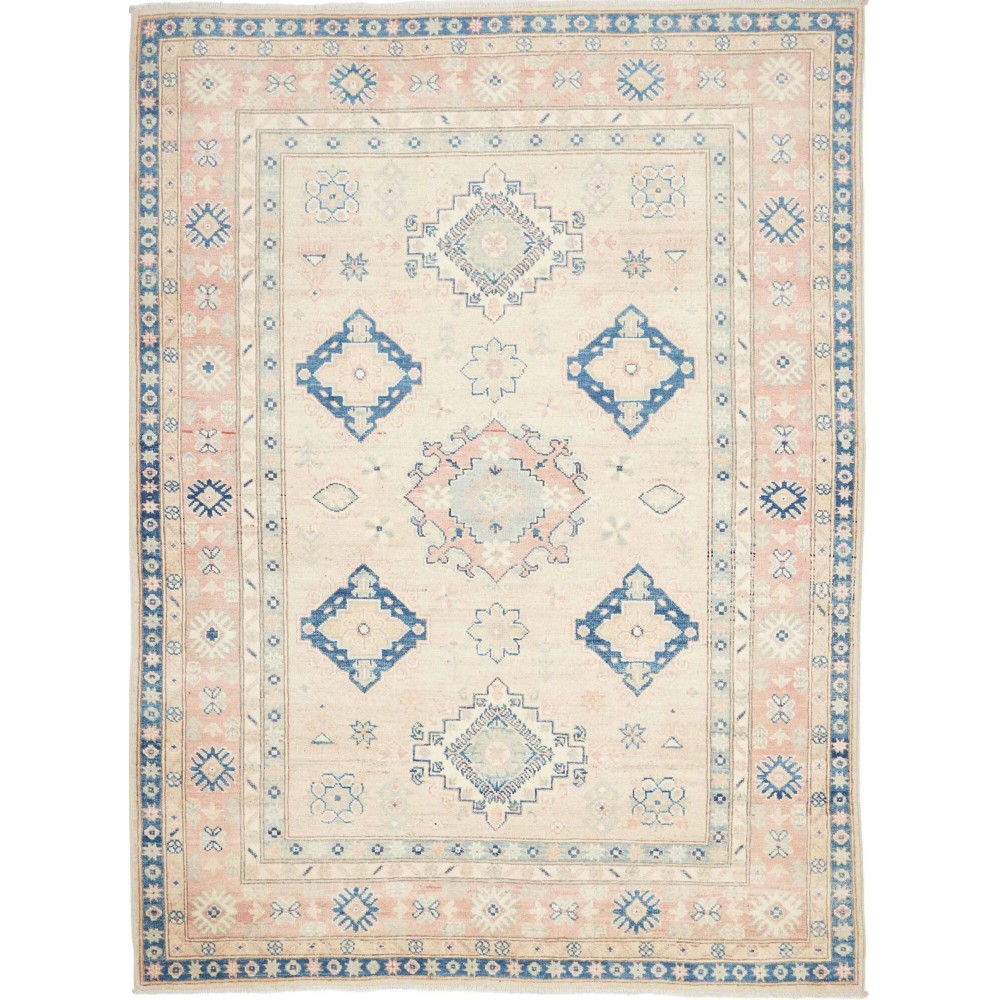 Tappeto Kazak Afghanistan bianco grigio 148x201 Tappeto Kazak Afghanistan bianco grigio 148x201
