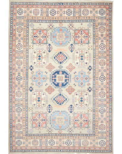 Tappeto Kazak Afghanistan bianco grigio 203x294