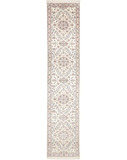 Tappeto Nain 6La Persia bianco azzurro 82x415