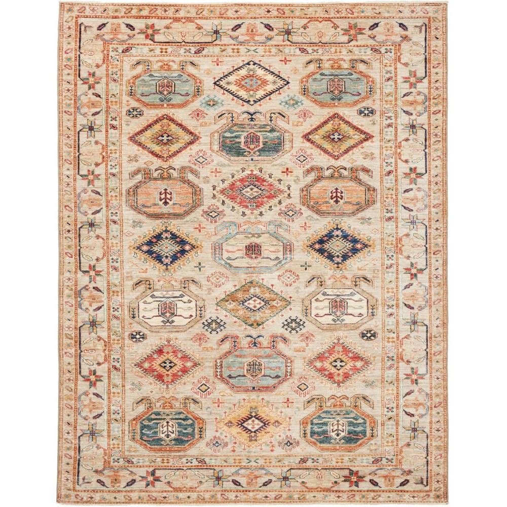 Tappeto Kazak Fine Pakistan marrone azzurro 167x218 Tappeto Kazak Fine Pakistan marrone azzurro 167x218