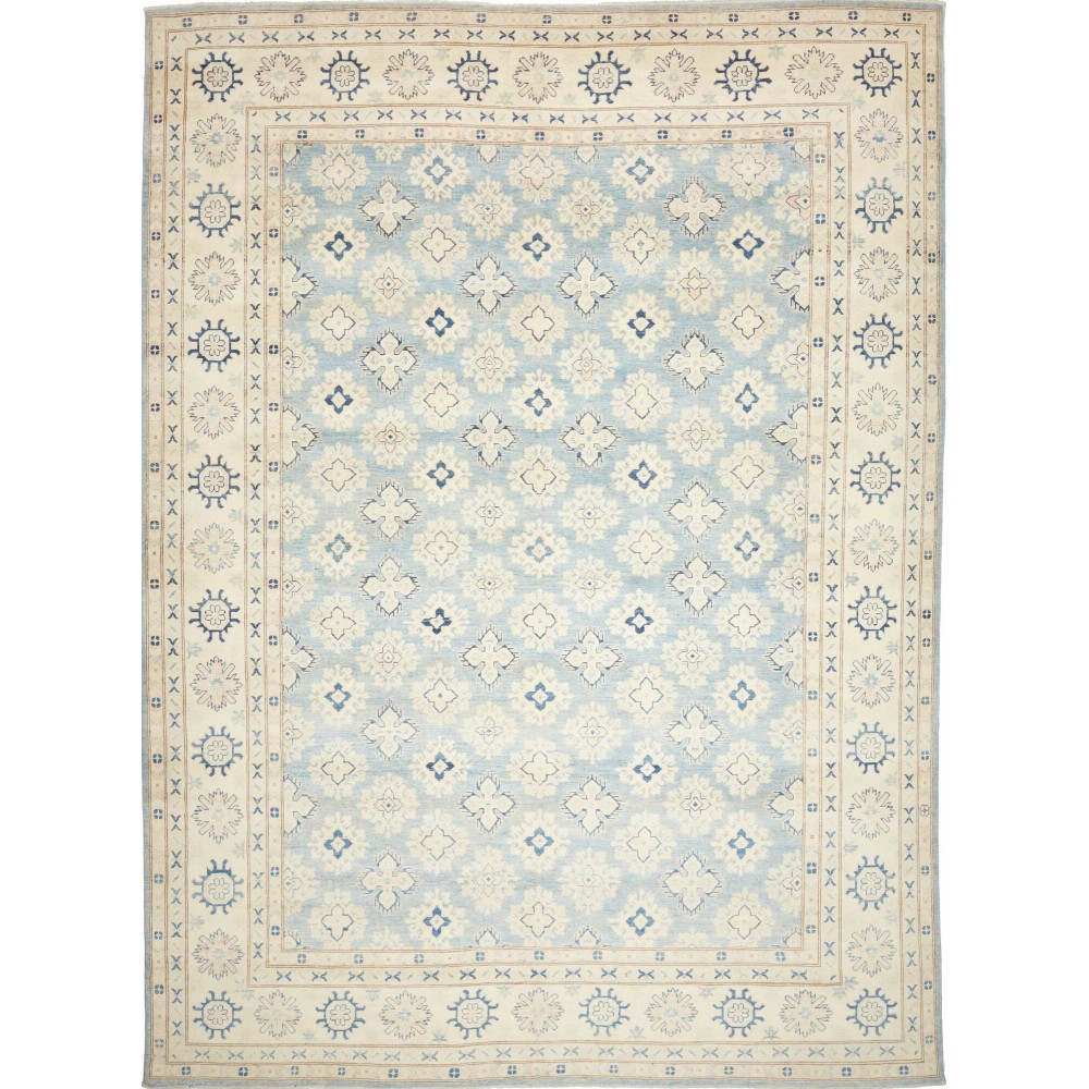 Tappeto Kazak Afghanistan bianco azzurro 272x366 Tappeto Kazak Afghanistan bianco azzurro 272x366