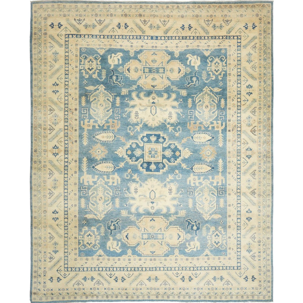 Tappeto Kazak Afghanistan beige azzurro 242x293 Tappeto Kazak Afghanistan beige azzurro 242x293