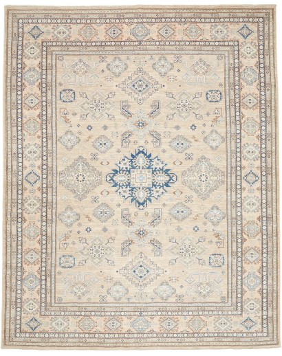 Tappeto Kazak Fine Pakistan bianco azzurro 247x308