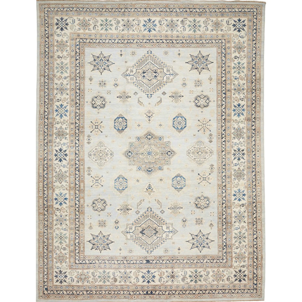 Tappeto Kazak Fine Pakistan bianco azzurro 247x327 Tappeto Kazak Fine Pakistan bianco azzurro 247x327
