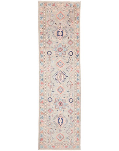 Tappeto Kazak Afghanistan bianco azzurro 80x296