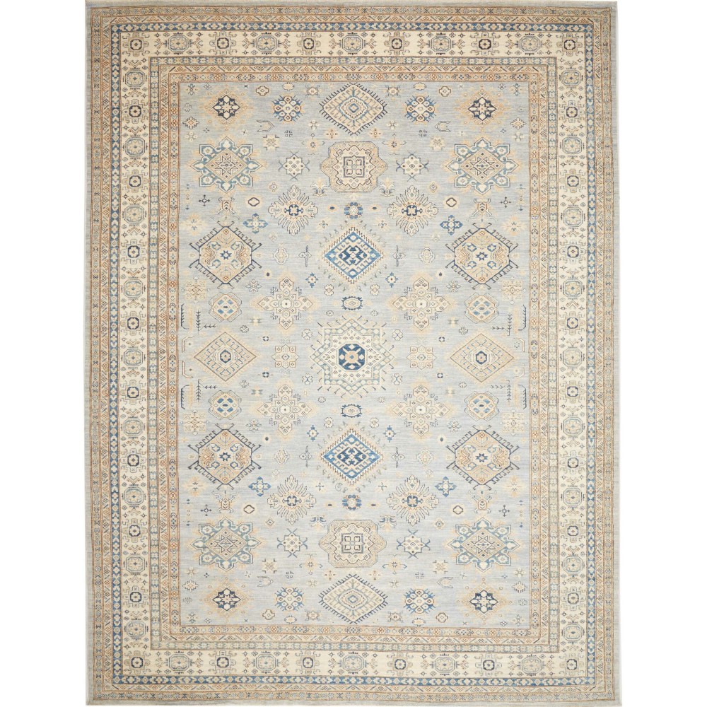 Tappeto Kazak Fine Pakistan bianco marrone 280x369 Tappeto Kazak Fine Pakistan bianco marrone 280x369