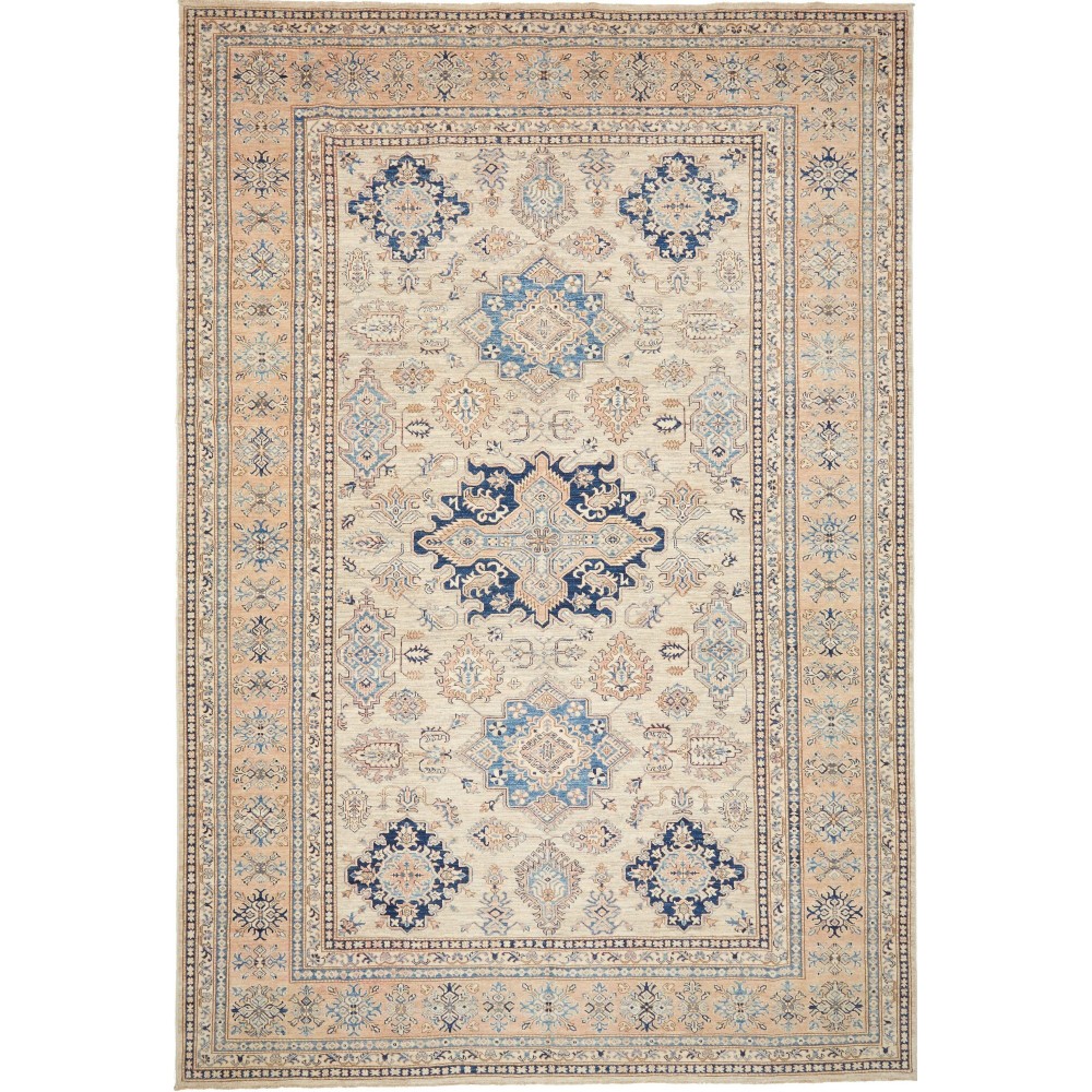 Tappeto Kazak Fine Pakistan beige azzurro 271x396 Tappeto Kazak Fine Pakistan beige azzurro 271x396
