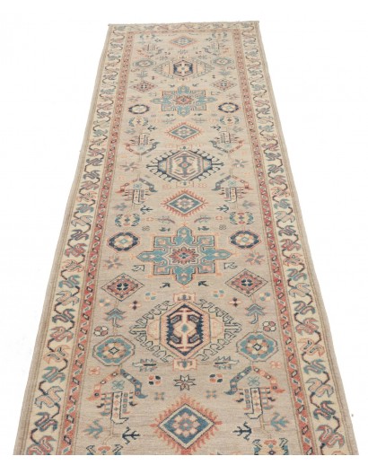 Tappeto Kazak Afghanistan marrone azzurro 83x292