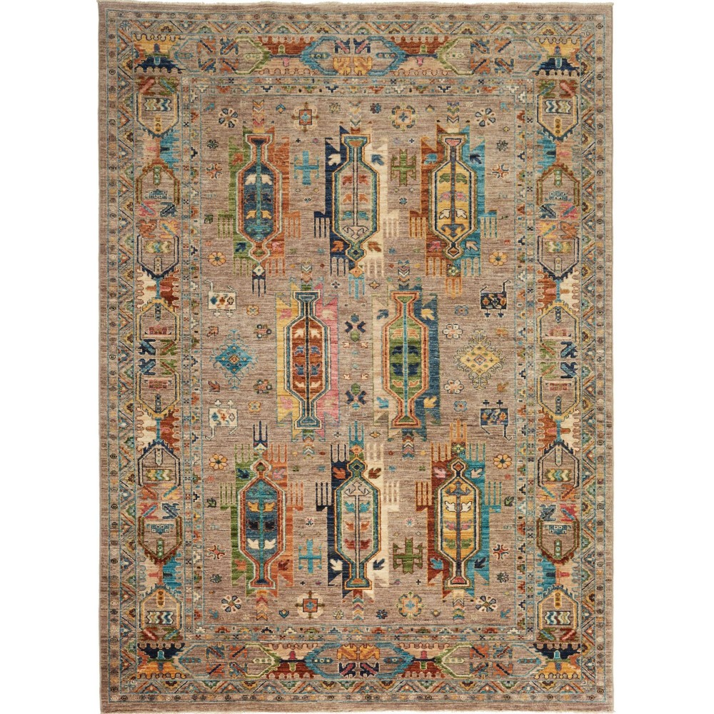 Tappeto Tribal Pakistan bianco grigio 169x230