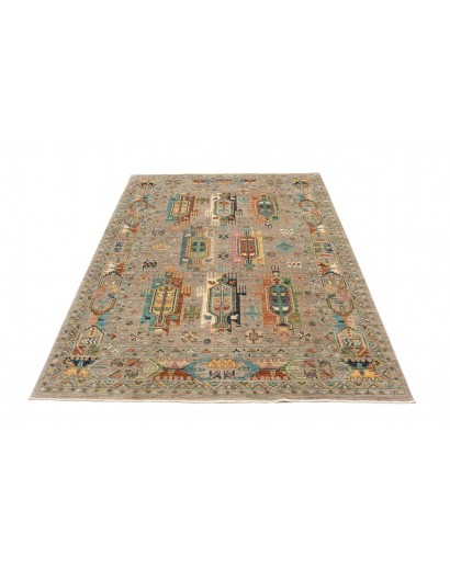 Tappeto Tribal Pakistan bianco grigio 169x230