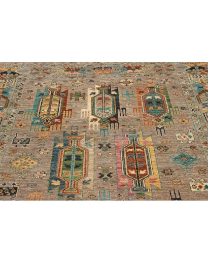 Tappeto Tribal Pakistan bianco grigio 169x230