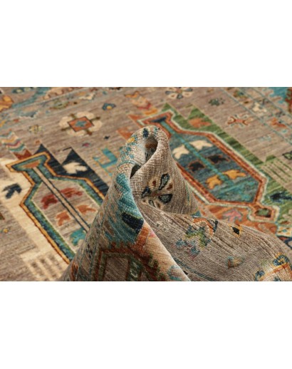 Tappeto Tribal Pakistan bianco grigio 169x230
