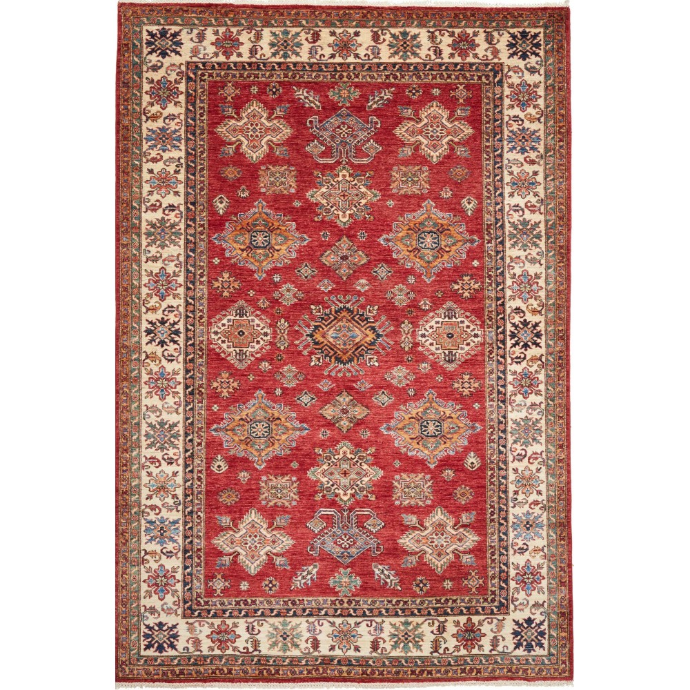 Tappeto Kazak Fine Pakistan marrone giallo 203x304 Tappeto Kazak Fine Pakistan marrone giallo 203x304