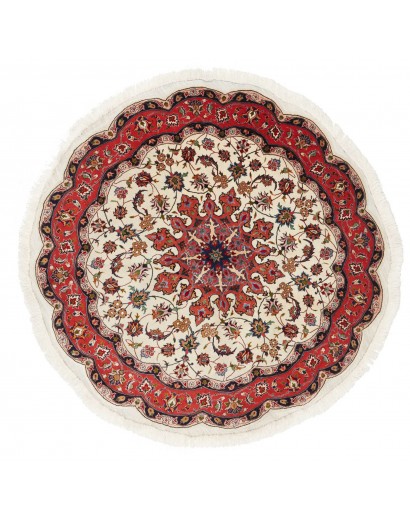 Tappeto Tabriz 50 Raj Persia bianco marrone 150x150