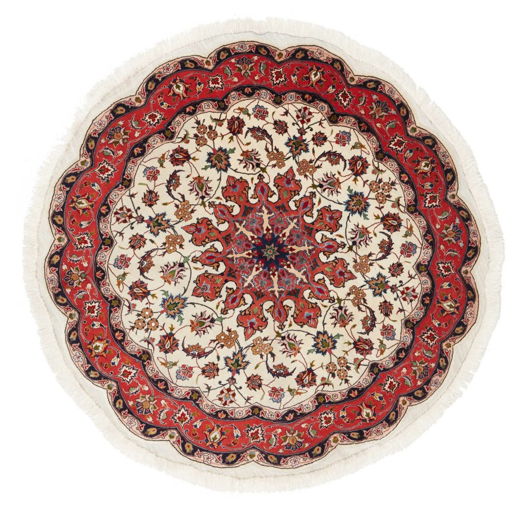 Tappeto Tabriz 50 Raj Persia bianco marrone 150x150 Tappeto Tabriz 50 Raj Persia bianco marrone 150x150