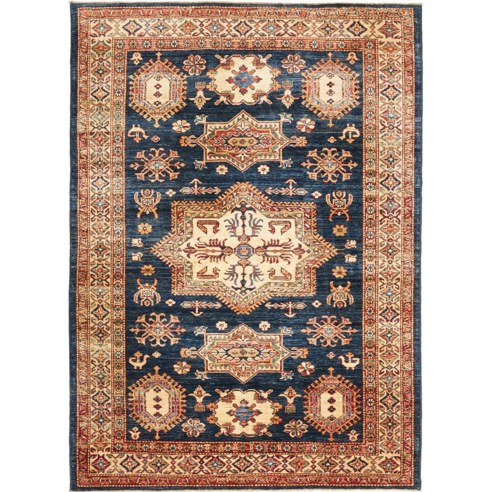 Tappeto Kazak Fine Pakistan marrone grigio 146x207 Tappeto Kazak Fine Pakistan marrone grigio 146x207