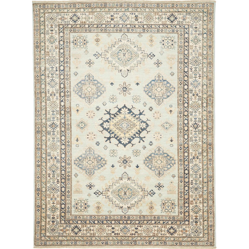 Tappeto Kazak Fine Pakistan bianco azzurro 153x205 Tappeto Kazak Fine Pakistan bianco azzurro 153x205