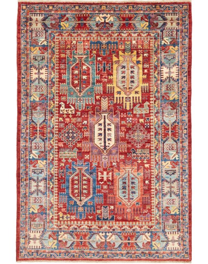 Tappeto Tribal Pakistan rosso grigio 120x180