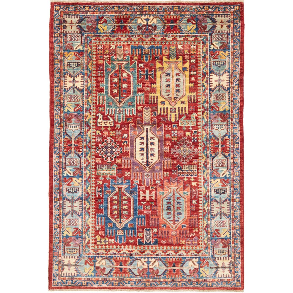 Tappeto Tribal Pakistan rosso grigio 120x180 Tappeto Tribal Pakistan rosso grigio 120x180