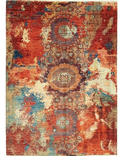 Tappeto Mona Pakistan marrone giallo 150x205