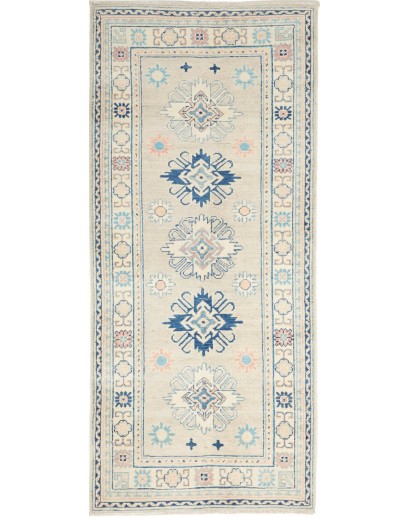 Tappeto Kazak Afghanistan bianco azzurro 84x189
