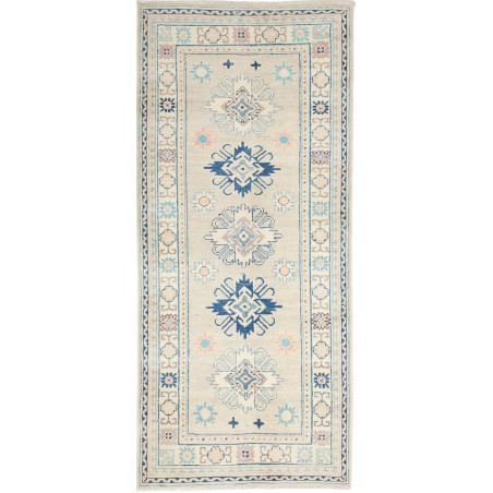Tappeto Kazak Afghanistan bianco azzurro 84x189
