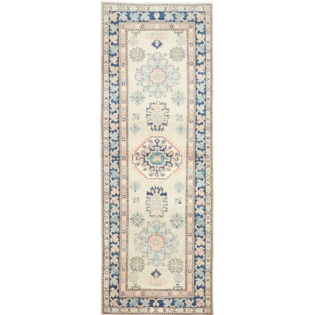 Tappeto Kazak Afghanistan bianco azzurro 83x233