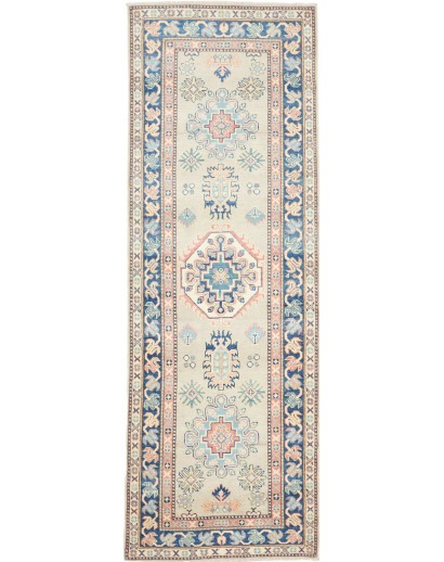 Tappeto Kazak Afghanistan bianco azzurro 84x240