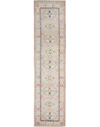 Tappeto Kazak Afghanistan beige azzurro 71x318