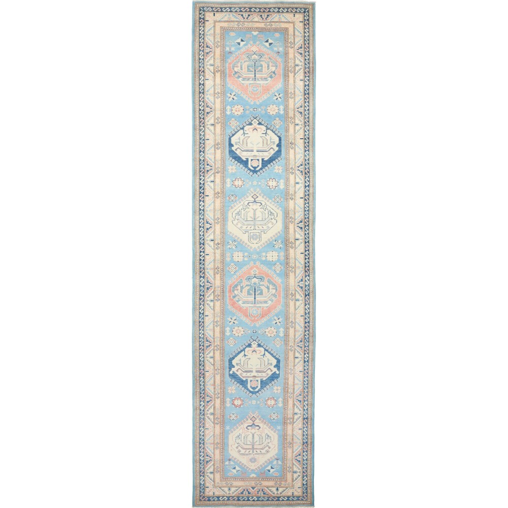 Tappeto Kazak Afghanistan beige grigio 91x398 Tappeto Kazak Afghanistan beige grigio 91x398