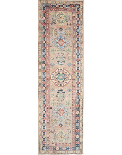 Tappeto Kazak Afghanistan marrone azzurro 81x287