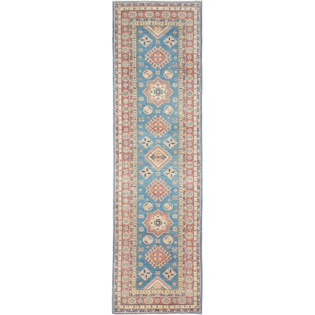 Tappeto Kazak Afghanistan azzurro grigio 82x295