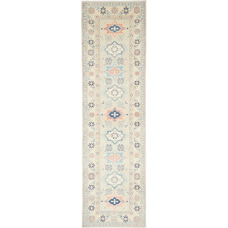 Tappeto Kazak Afghanistan bianco azzurro 83x294