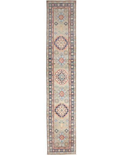 Tappeto Kazak Afghanistan marrone grigio 76x409