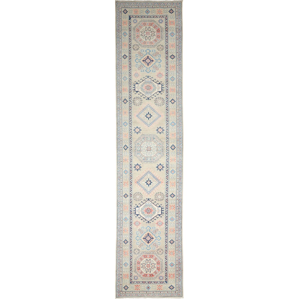 Tappeto Kazak Afghanistan beige bianco 83x388 Tappeto Kazak Afghanistan beige bianco 83x388