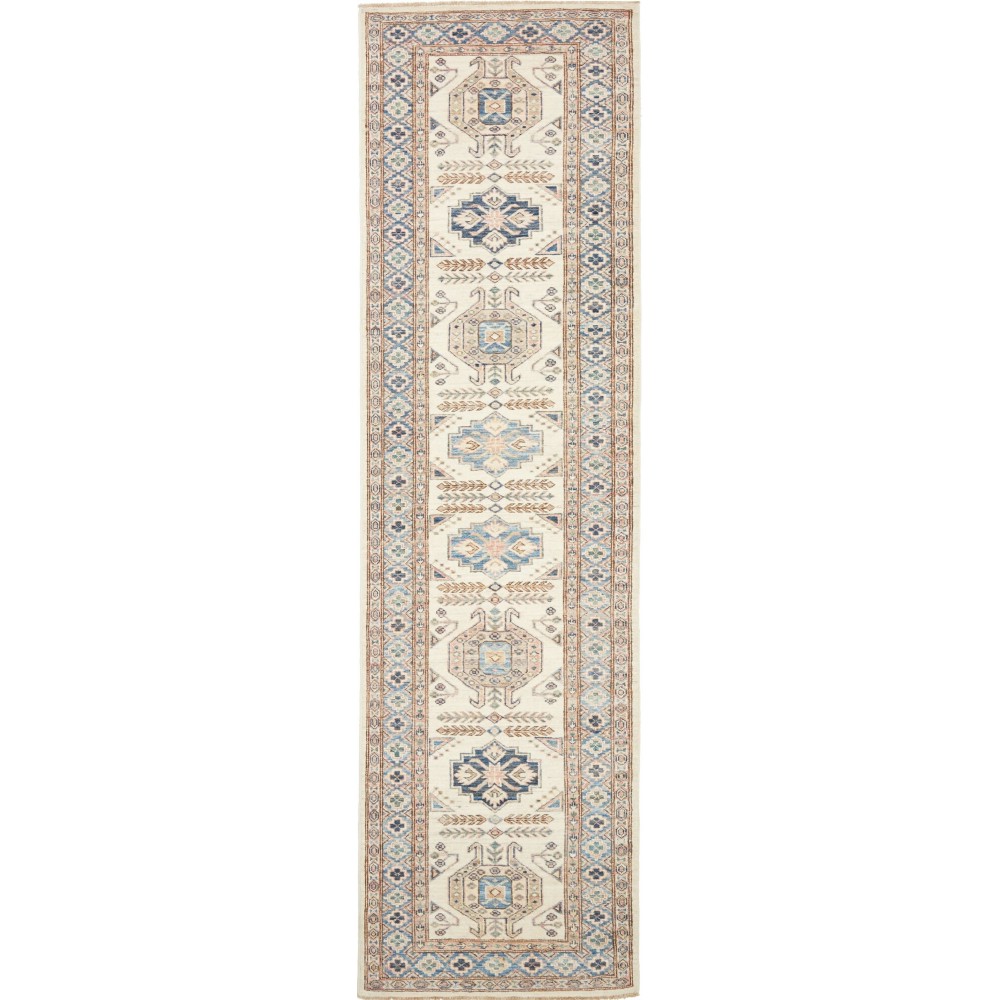 Tappeto Kazak Fine Pakistan bianco 85x303 Tappeto Kazak Fine Pakistan bianco 85x303
