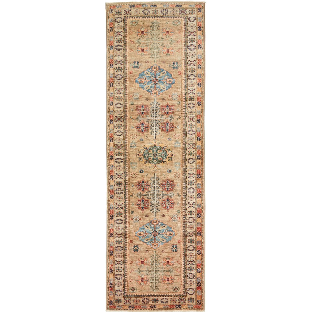 Tappeto Kazak Fine Pakistan marrone azzurro 81x256 Tappeto Kazak Fine Pakistan marrone azzurro 81x256