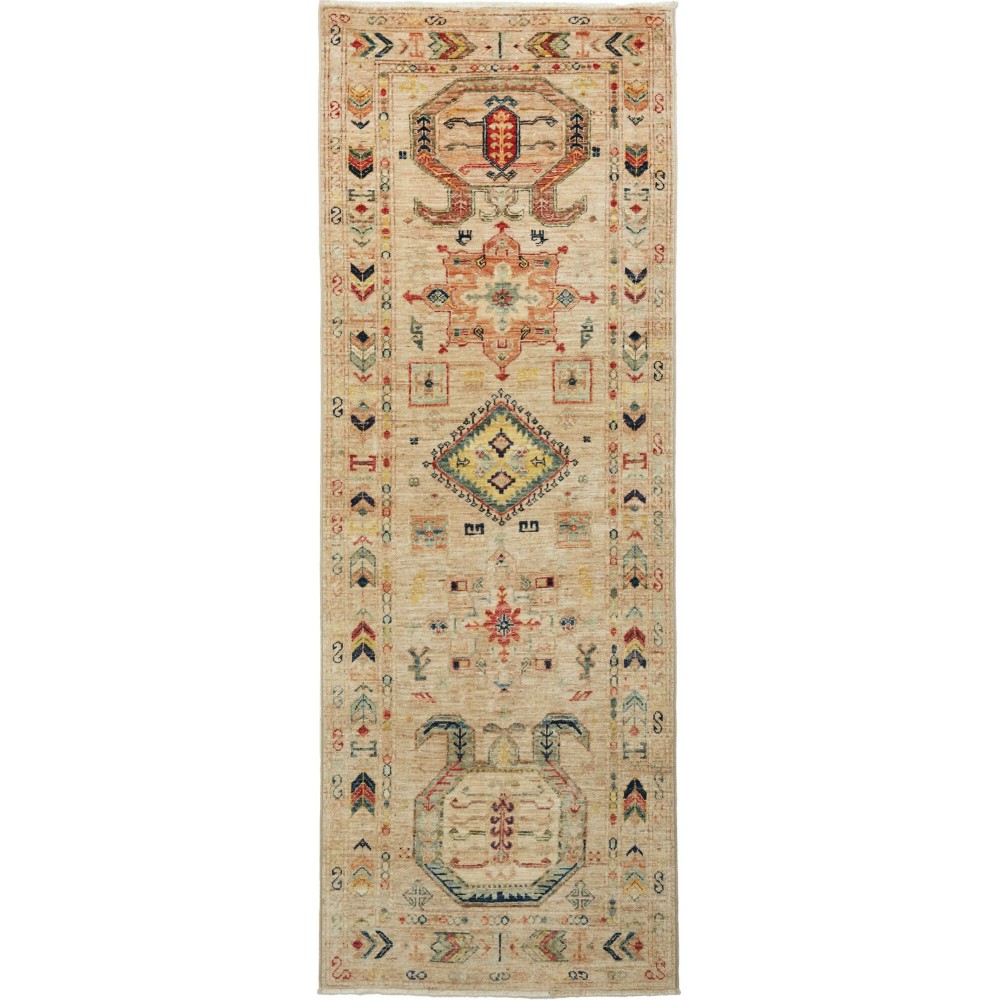 Tappeto Tribal Pakistan marrone grigio 74x209 Tappeto Tribal Pakistan marrone grigio 74x209