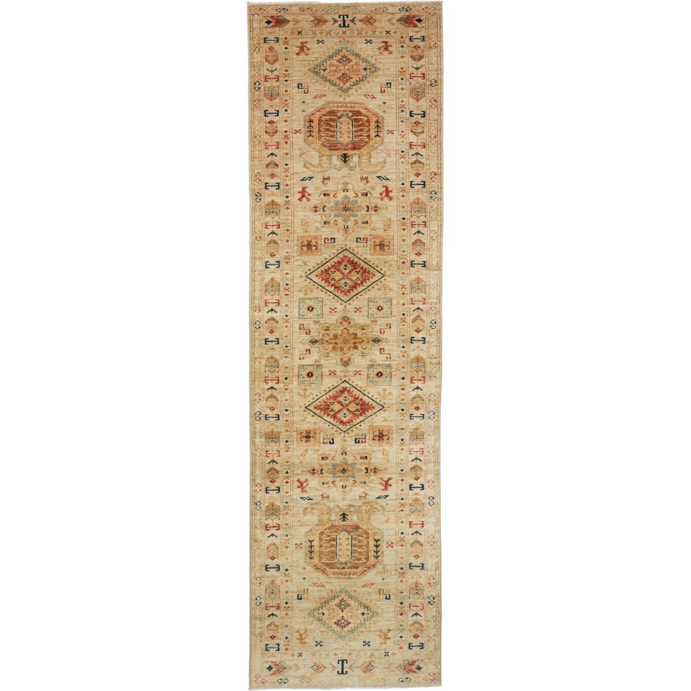 Tappeto Kazak Fine Pakistan marrone grigio 81x305 Tappeto Kazak Fine Pakistan marrone grigio 81x305