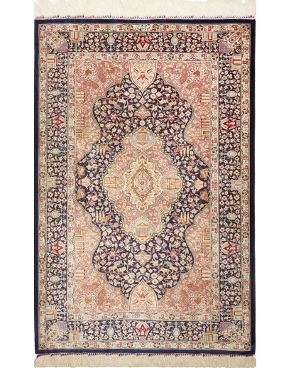Tappeto Ghom seta Persia marrone grigio 81x121