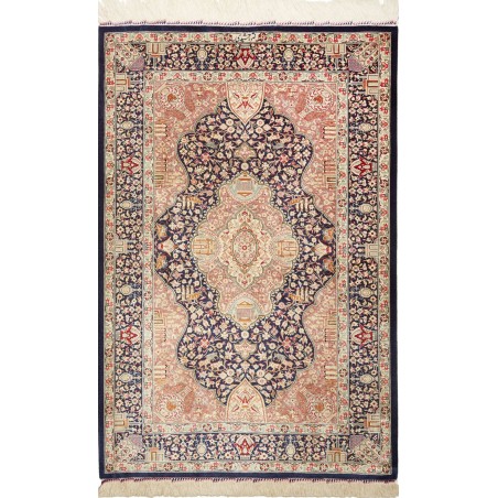 Tappeto Ghom seta Persia marrone grigio 81x121