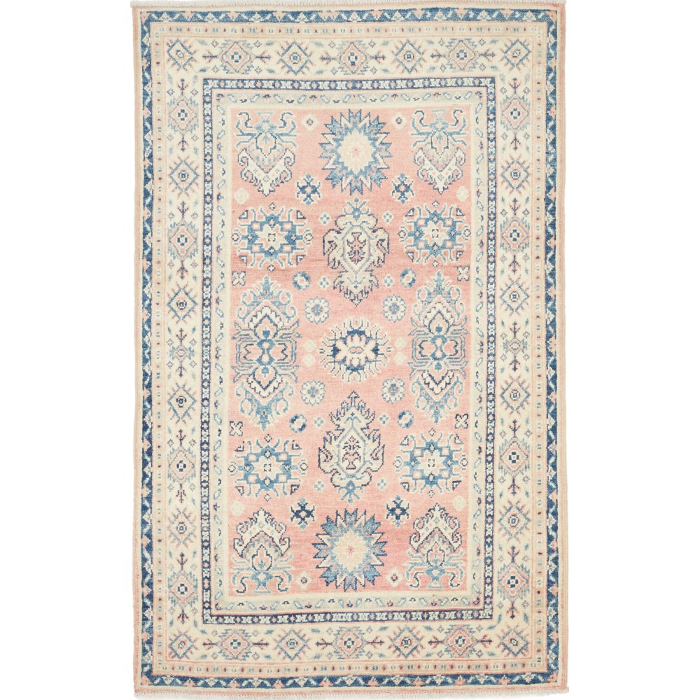 Tappeto Kazak Afghanistan bianco azzurro 95x155 Tappeto Kazak Afghanistan bianco azzurro 95x155