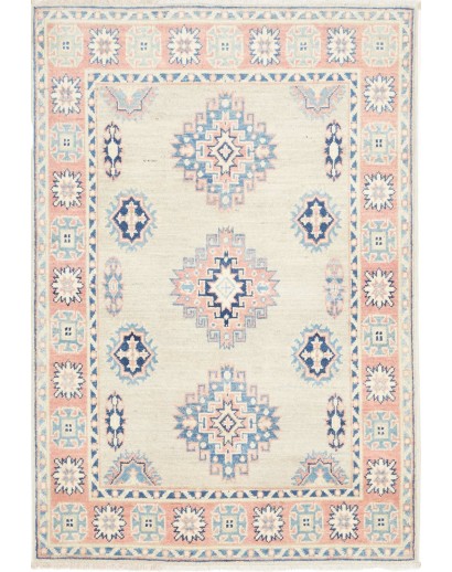 Tappeto Kazak Afghanistan bianco azzurro 94x138