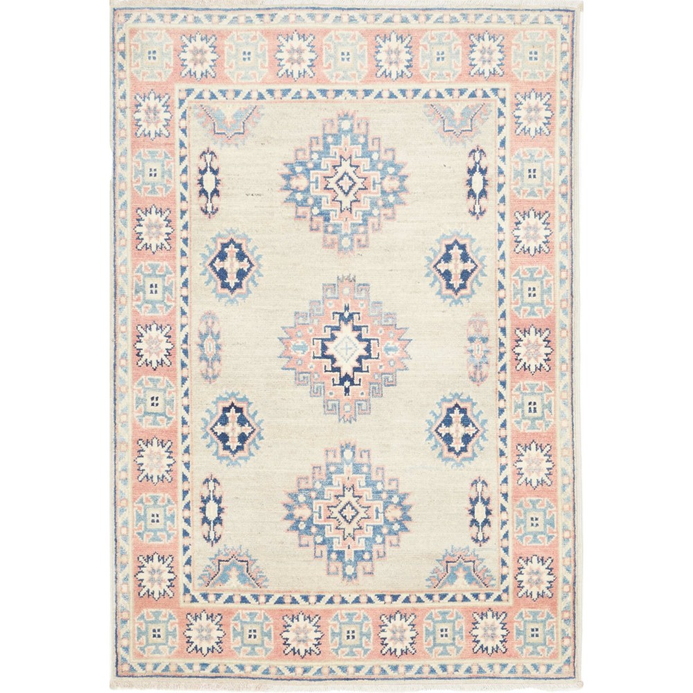 Tappeto Kazak Afghanistan bianco azzurro 94x138
