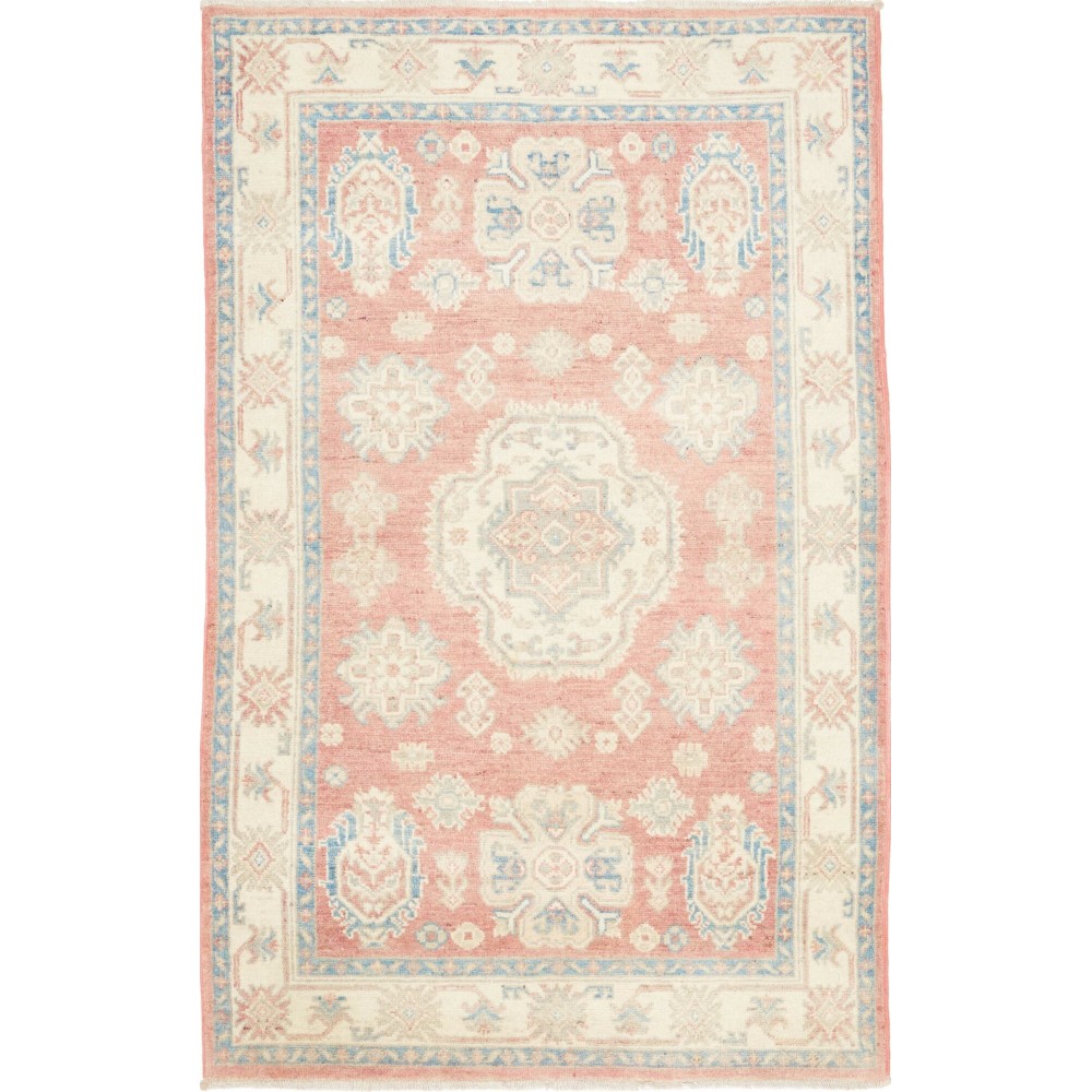 Tappeto Kazak Afghanistan bianco giallo 99x152 Tappeto Kazak Afghanistan bianco giallo 99x152