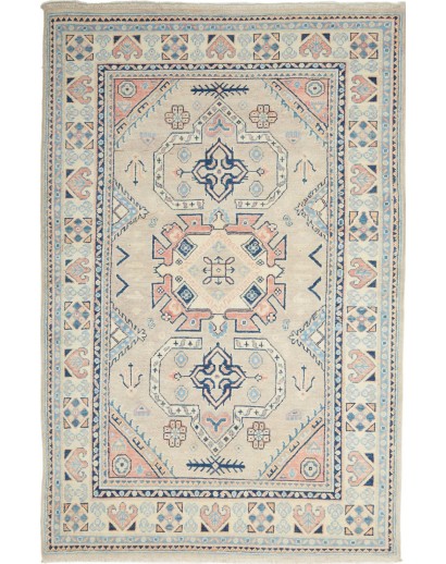Tappeto Kazak Afghanistan beige azzurro 122x189