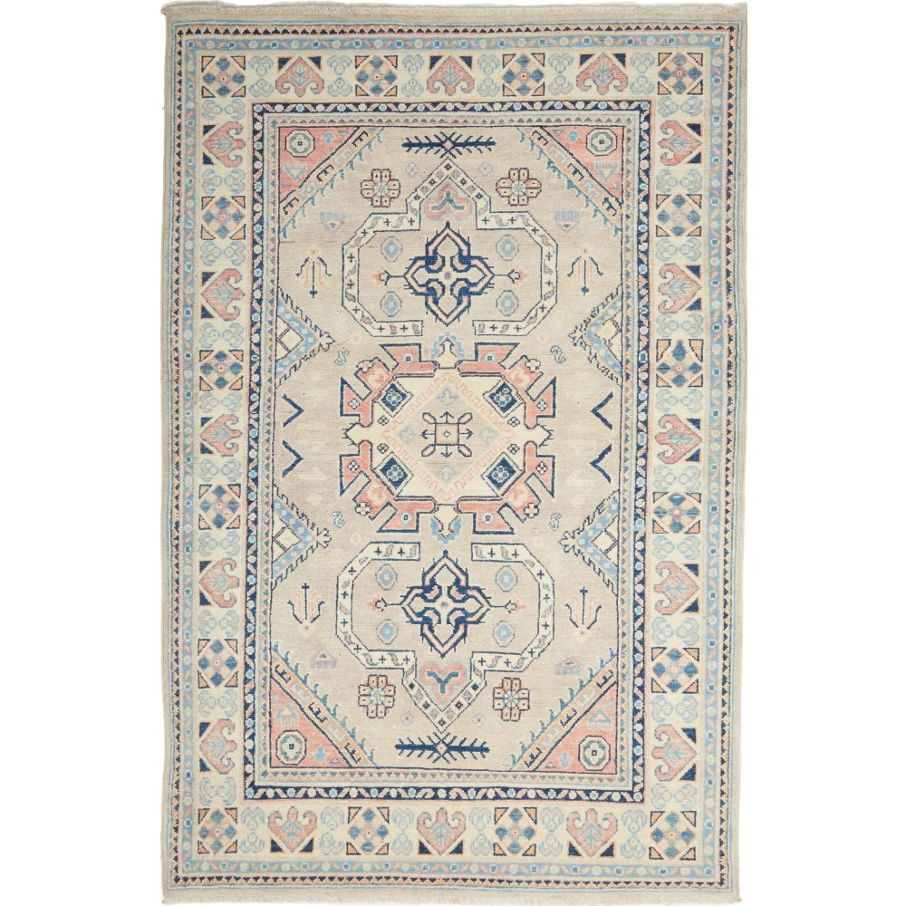Tappeto Kazak Afghanistan beige azzurro 122x189 Tappeto Kazak Afghanistan beige azzurro 122x189