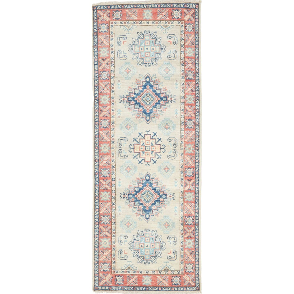 Tappeto Kazak Afghanistan bianco 67x187 Tappeto Kazak Afghanistan bianco 67x187