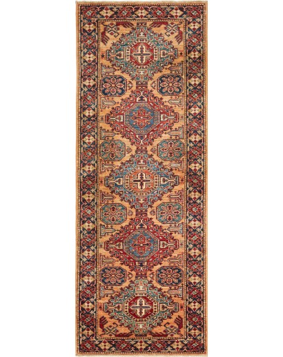 Tappeto Kazak Fine Pakistan marrone giallo 76x211