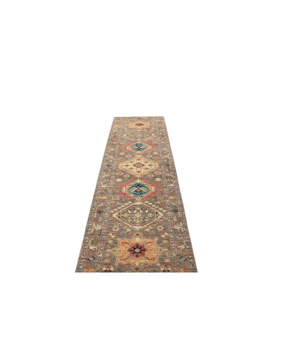 Tappeto Tribal Pakistan bianco marrone 81x295